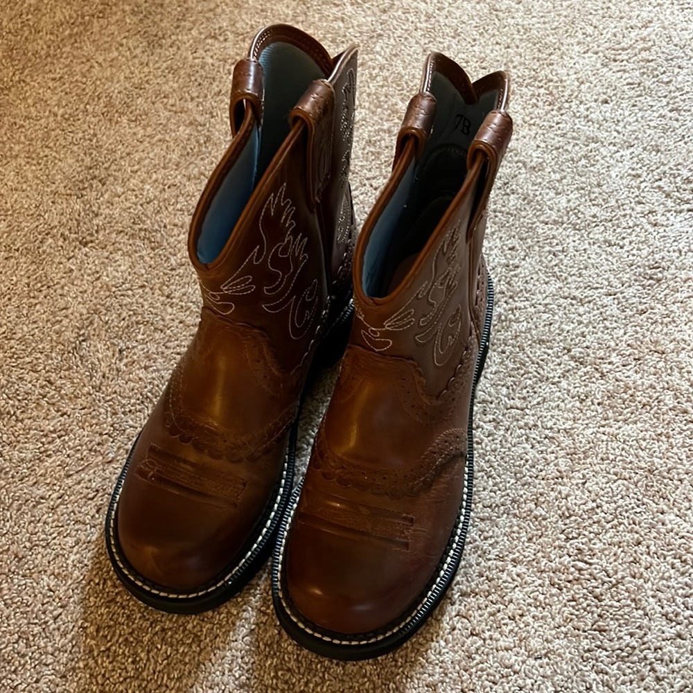 WOMEN'S ARIAT FATBABY RUSSET REBEL SADDLE BOOT #10000860 BROWN LEATHER SIZE 7
